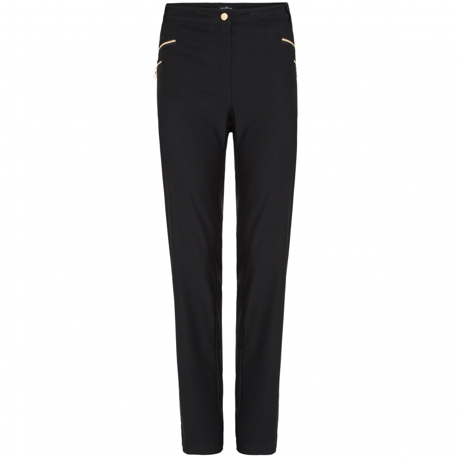Ladies Stretch Double Zipper Pant - BLACK/GOLD
